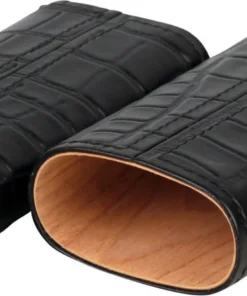 Zigarren Schiebe-Etui Leder schwarz Krokoprägung 3er