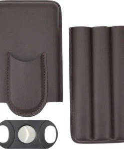 Zigarren-Schiebe-Etui Lederoptik braun 3er