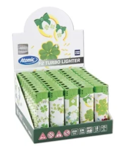 Einwegfeuerzeug Turbo ATOMIC Lucky Leaf sortiert Steller mit 50 Stueck