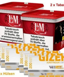 L&M Sparpaket 390g (2x195g) Tabak + Gizeh 1200 (6×200 Stk.) Hülsen