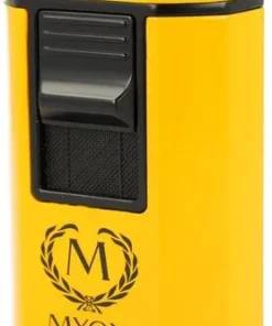 Myon 4er Jetflame Feuerzeug mit Zigarrenhalter und Cutter Gelb