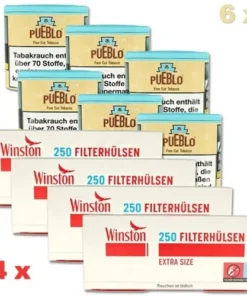 Pueblo 600g Tabak Sparpaket (6 x Pueblo + 4 x Winston 250er)