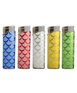 Einwegfeuerzeug Piezo TOBALIQ Fish Skin Glitter Steller mit 50 Stück