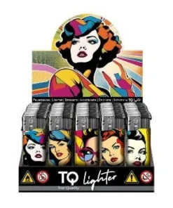 Einwegfeuerzeug Piezo TOBALIQ Pop Art Woman Steller mit 50 Stück
