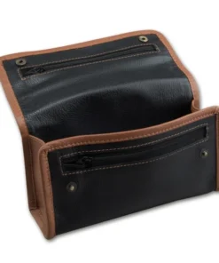 Tabak-Kombibeutel 1er Leder schwarz / braun 18 x 10 cm