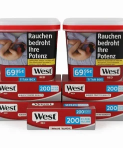 West Red Sparpaket ( 2 x West Red Giga Box 160g ) + ( 5 x West Red Zigarettenhülsen 200 Stück )