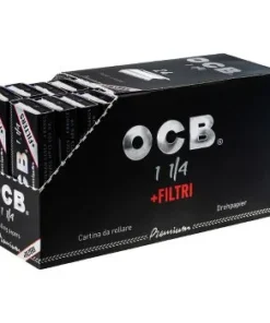 OCB Premium Schwarz 1¼ – Display mit 24 Heften à 50 Blatt + Tips