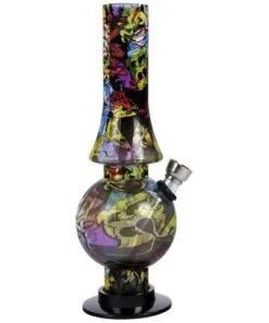 Bong Acryl Graffiti gelb rot 20 cm