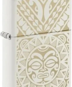Zippo Feuerzeug Maori Tattoo Weiß gelasert