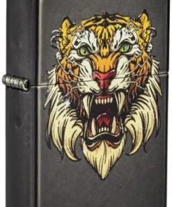 Zippo Feuerzeug Sabretooth Tattoo Design Gunmetal/Gelb