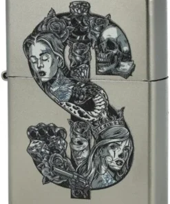 Zippo Feuerzeug Tattoo Dollar satiniert