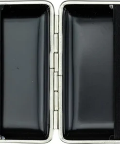 Zigtt.-Etui v.H. Leder petrol, Rahmen silber 18er