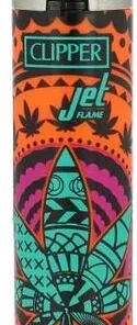 Clipper Feuerzeug Jet-Flame Mandala Leaves 3v4