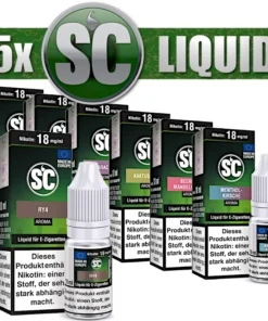 5x 10ml SC Liquid Probierbox Tabak Frucht Menthol – 50ml E-Liquid