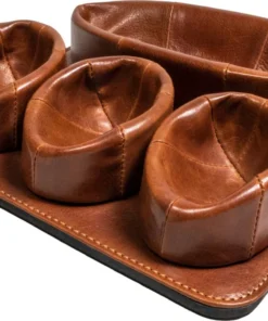 Pfeifenständer Pantoffel Leder braun antik 3er