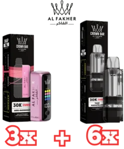 3x Al Fakher Cubic Pod Akku + 6x Leerpod Bundle – 6 Farben