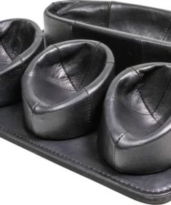Pfeifenständer Pantoffel Leder schwarz 3er
