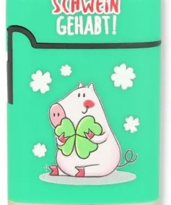 Easy Torch Feuerzeug 10v12 Schweinchen Grün SCHWEIN GEHABT!
