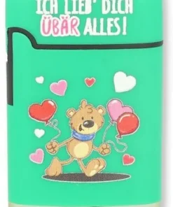 Easy Torch Feuerzeug 8v12 Bärchen Grün ICH LIEB DICH ÜBÄR ALLES!