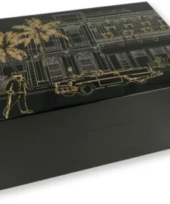 Gentili Humidor Laccato nero Paesaggio cubano