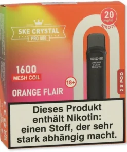 SKE Crystal Pro 800 Pods Orange Flair 2x2ml 20mg