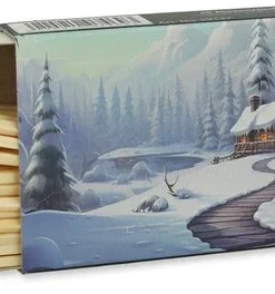 Zündhölzer Winter Holzhütte und Schneebedeckte Tannen 1×45 Stück Nr.3