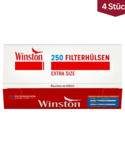 Bundle: Winston Red Filterhülsen Extra Size (4×250 Stück)