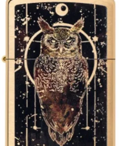Zippo Feuerzeug 204B Owl Design Brushed Brass