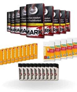 Bundle: Mark Adams 1 Classic Drehtabak (10x30g) + Gizeh Papes (10×50 Stück) + Gizeh Filter (5×120 Stück) + Feuerzeuge (10 Stück)