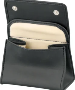 Tabakstellbeutel Lederoptik schwarz / Kautschukfutter 11cm