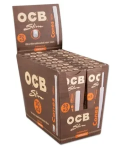 OCB Unbleached Slim Cones Display 20×3 Stück vorgerollte Zigarettenhülsen