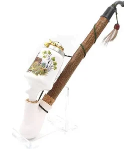 Gesteckpfeife aus Porzellan mit Jagdmotiv Rehbock Kopfform Krug 30cm