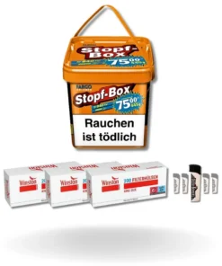 Bundle: Fargo Stopf-Box Stopftabak (420g) + Winston Red Hülsen King Size (3×200) + Feuerzeuge (5 Stück)