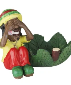 Ascher Kunststoff Rasta sitzend mit Hanfblatt