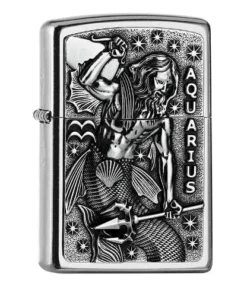 ZIPPO Street chrom Aquarius Emblem Tierkreiszeichen 2006508