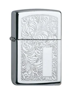 Feuerzeug Zippo Venetian aus Chrom poliert in silber glänzend gemustert mit Gravurfeld
