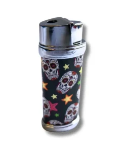 Atomic Feuerzeug Elektro Metall Totenkopf Chrom