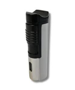 Silver Match Zigarrenfeuerzeug Triple Jetflame mit Zigarrenhalter und Puncher Grau