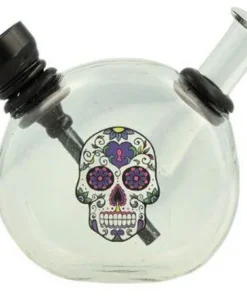 Mini Glas Bong Wildfire Sticker/Clear Totenkopf Nr.2