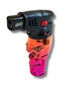 Champ Sturmfeuerzeug Jetflame Totenkopf Gradient Metallic Rosa Orange