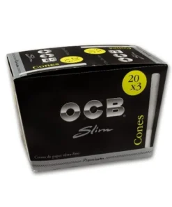 OCB Premium Schwarz Slim Cones Display 20×3 Stück vorgerollte Zigarettenhülsen