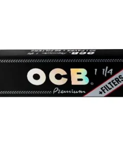 OCB Premium Schwarz 1¼ Papers – 50 Blatt + Tips (Einzelheft)