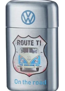 VW Volkswagen Metall Feuerzeug On The Road Blau