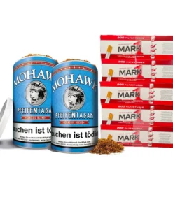 2 x Mohawk Pfeifentabak à 150 Gramm & 1.000 Mark 1 Zigarettenhülsen