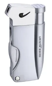 Silver Match Feuerzeug mit Pfeifenbesteck Silber