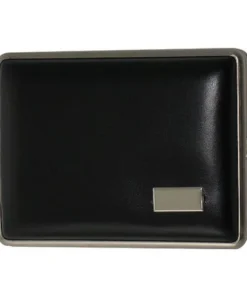 Zigarettenetui 18er 100 mm mit Innengummizug aus Metall Leder in silber schwarz