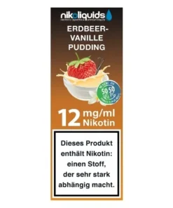 E-Liquid NIKOLIQUIDS Erdbeer-Vanillepudding 12 mg 50 PG / 50 VG