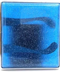 Zigarettenetui Kunststoff Transparent Glitzer Blau 18er