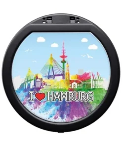 Metallascher ATOMIC I love Hamburg mit Deckel schwarz