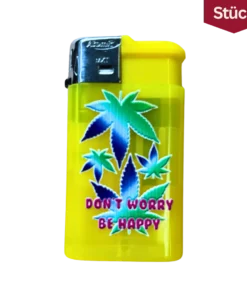 Atomic Elektro Feuerzeug Cannabis Gelb Don´t Worry